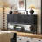 Black Solid Wood Rectangular Console Table-720829620