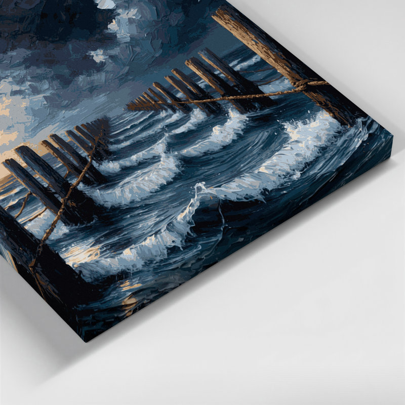 Art nautique sur toile gris, H 11 po x l 14 po