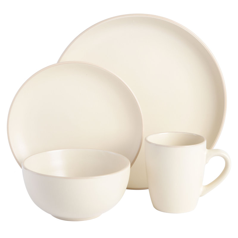 Cream Ceramic 32-Piece Round Dinnerware Set for 8