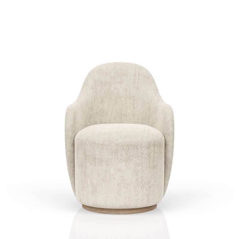 Fauteuil pivotant en tissu avec base rustique