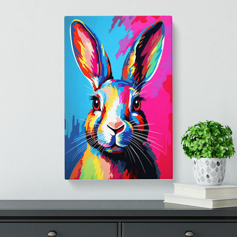 Rabbit Pop - Wrapped Canvas Print, 50cm H x 35cm W x 3cm D