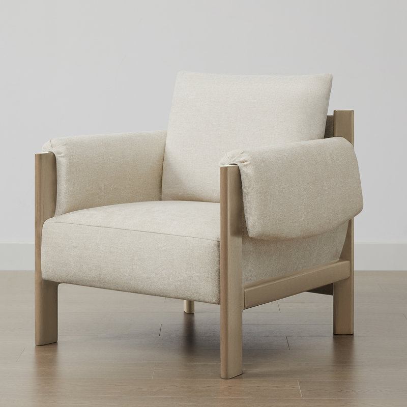 Fauteuil d'appoint de style Mid-Century de 33,26 po Melksham, Brun, Lin lin