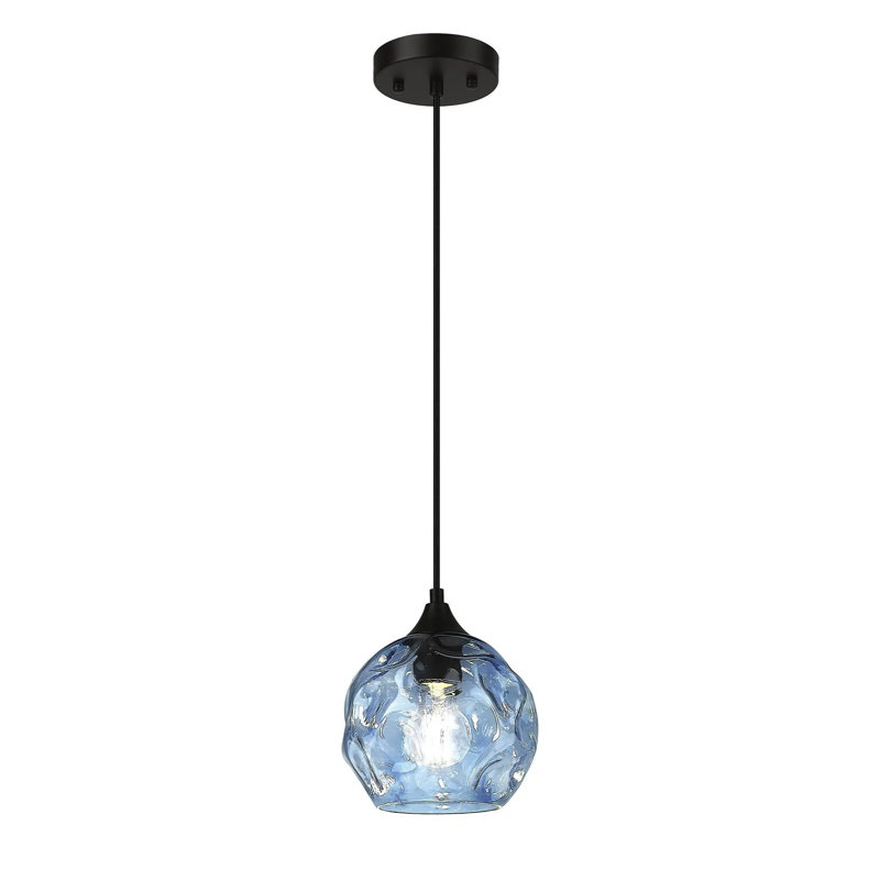 Luminaire suspendu en grappe 3 lumières avec abat-jour en verre martelé, Trois lumières