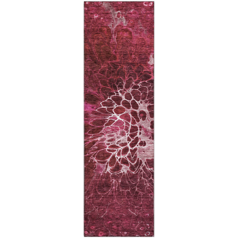 Premium Machine Washable Fehr Merlot Rug, Runner 2'3" x 7'6"