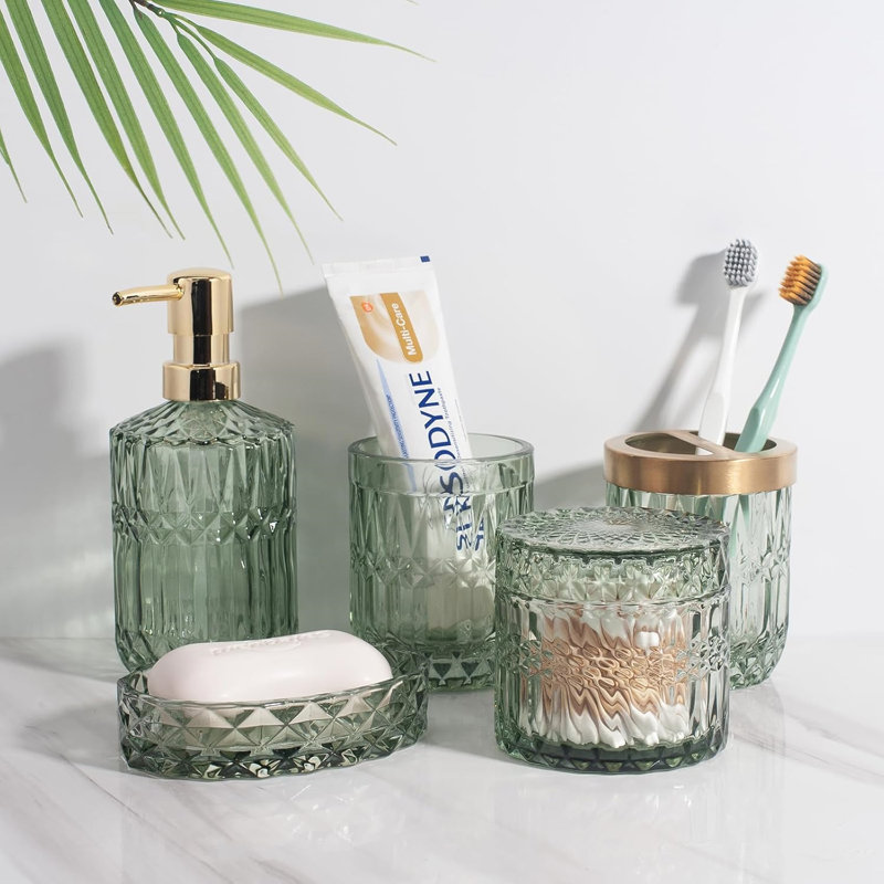 Bathroom Accessory Set, Green