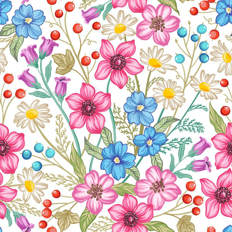 Floral Tile, Vinyl, 18.75" L x 25" W