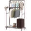 Portant à vêtements à double tringle avec tablettes inférieures, bronze-502463079