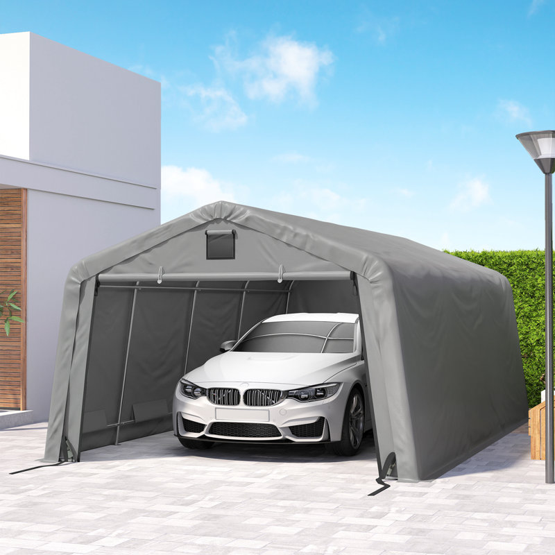 Abri de garage 12 'x 20' avec fenêtres de ventilation, gris clair, Gris