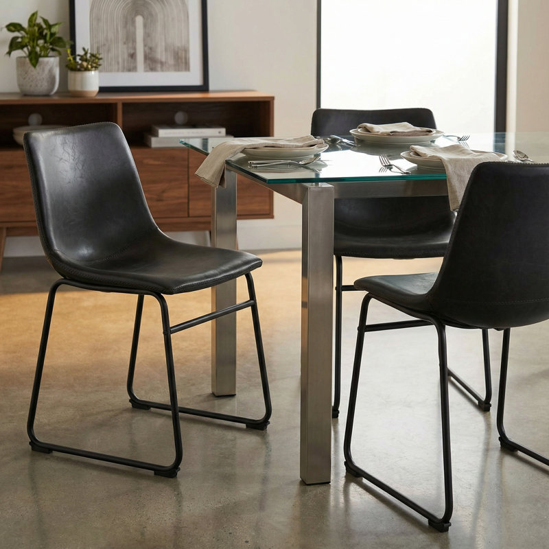 Ensemble de 2 chaises d'appoint rembourrées Lauver, Noir