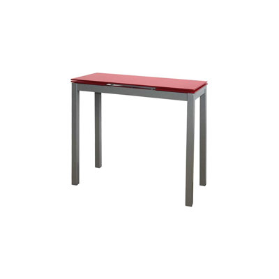Grafals Extendable Glass Top Metal Base Dining Table