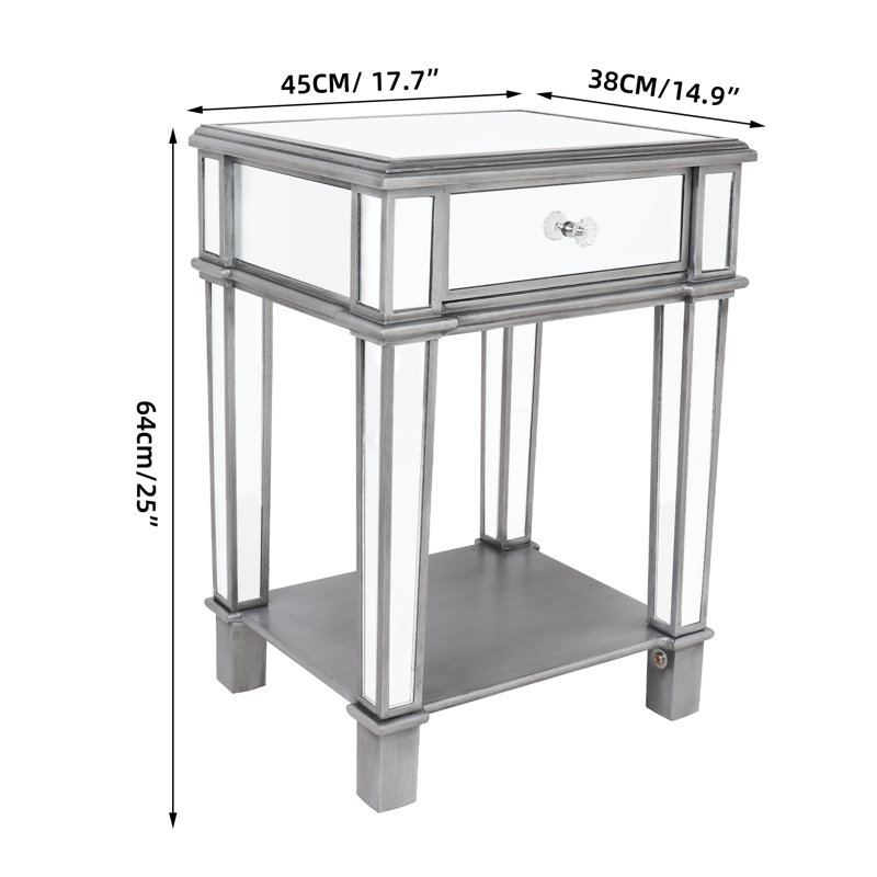 Table de chevet Hikeem en argent