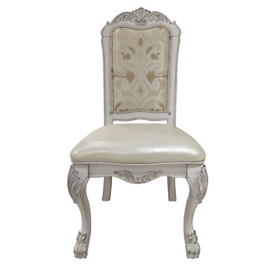White Side Chair Pair - Composite Wood, Pu, Padded , 46.04 In. Height, 220lbs Weight Limit Chairs ( Of 2) Fabric, Synthetic Back Cushion, Button , 46