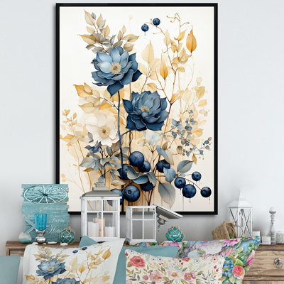 «Retro Blooming Blue Rose», aquarelle rétro sur toile