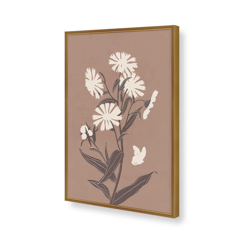 «Abstract Flowers 16» par Thingdesign, reproduction d'art, H 18 po x l 12 po, Doré