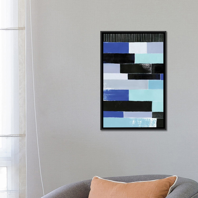 « black briques & blue briques i », impression sur toile, H 26 po x l 18 po x P 1,5 po, Toile avec cadre noir, Pas de tapis
