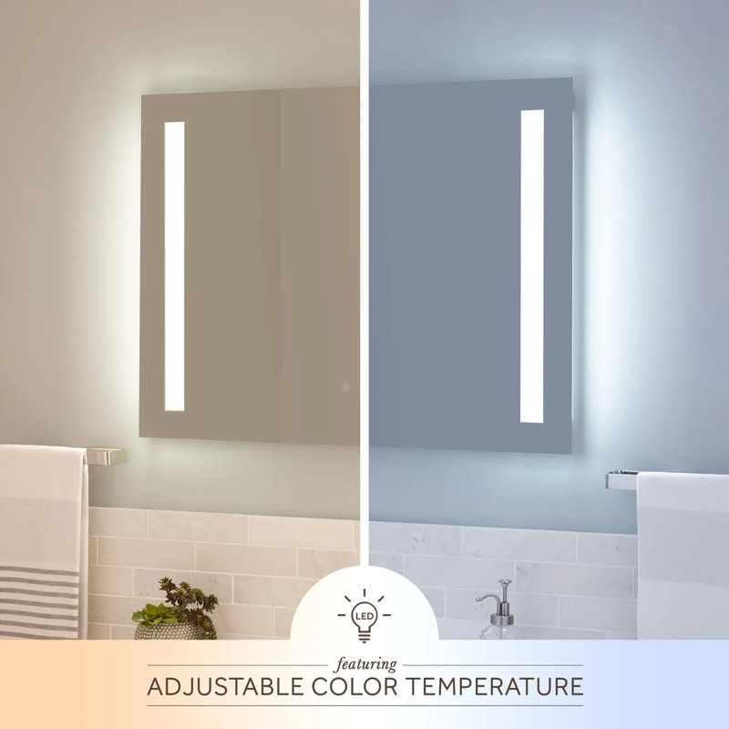 Curie 27.5'' Frameless Rectangular Vanity Mirror with Tunable LED