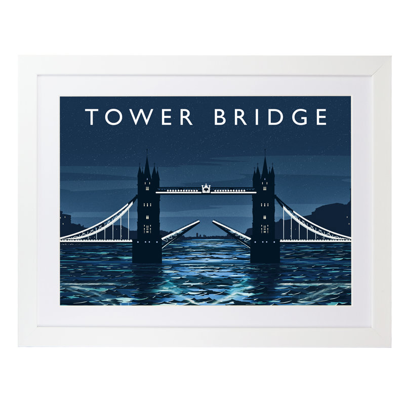 Tower Bridge - Print, 30cm H x 40cm W x 3cm D, White Framed