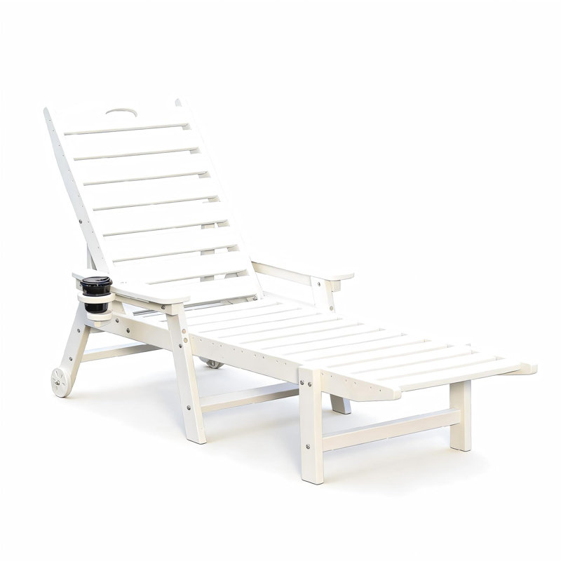 Outdoor Adjustable-Back HDPE Lounge Chair, White