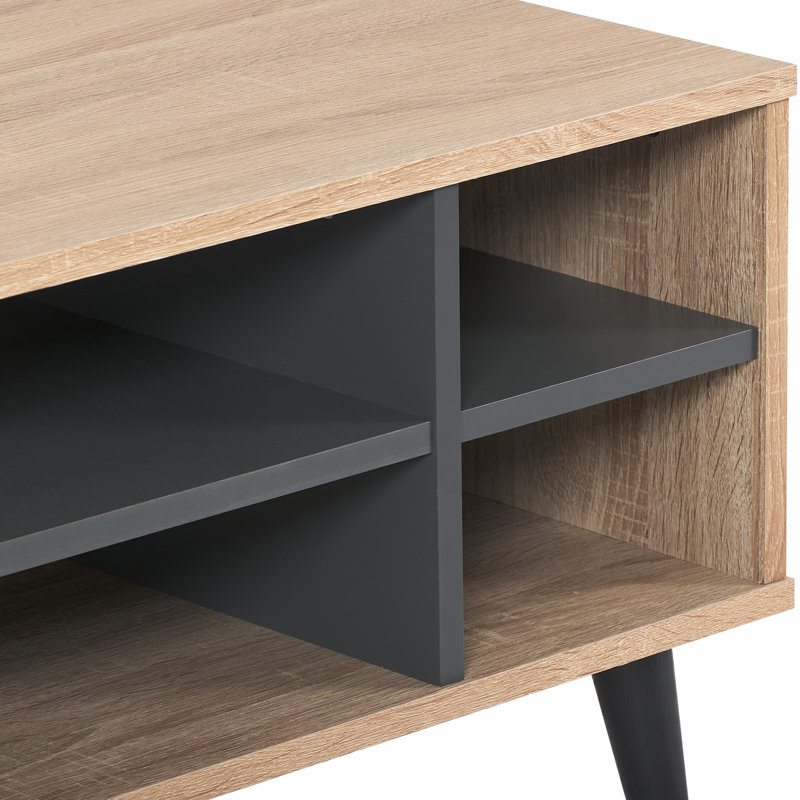 Table basse rectangulaire avec rangement, Brun