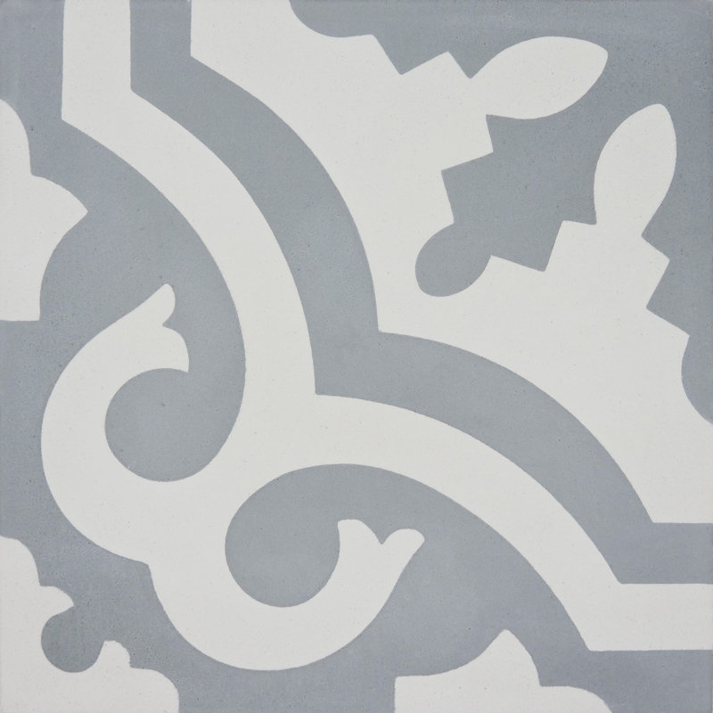 Tanger 8" x 8" Cement Patterned Wall & Floor Tile, Gray/White