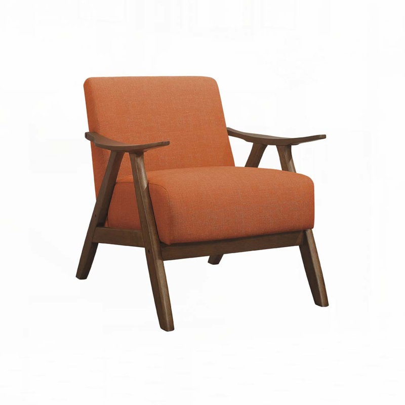 Fauteuil rembourré en bois, Orange, H 31,5 po x l 28,5 po x P 32 po
