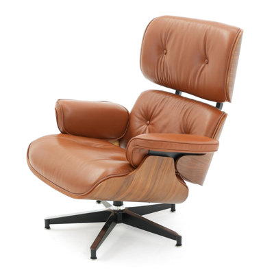 Mid Century Chaise Lounge Chair With Ottoman, Top Grain Leather, Modern Office Chair Classic Design, Heavy Duty Base Support For Living Room Study Lo by Corrigan Studio