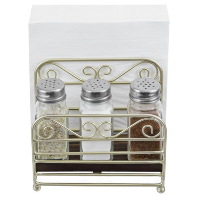 Vintage Napkin Holder With Salt And Pepper Shakers Caddy