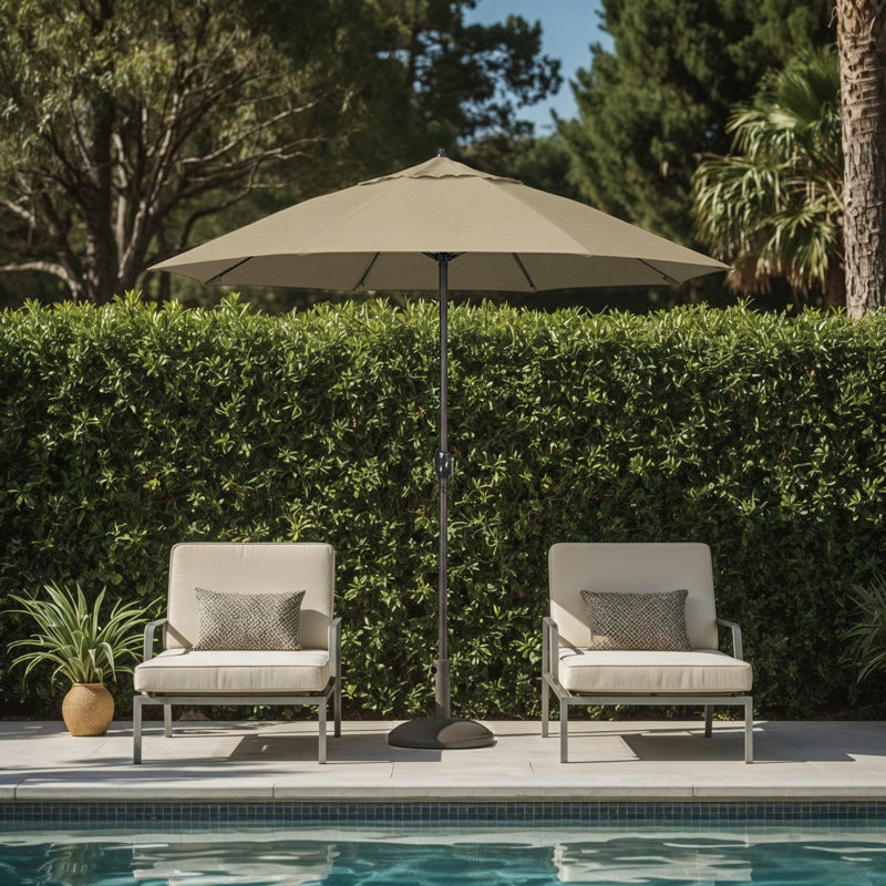 Parasol de marché 7,5 pi Gino, Toile Sunbrella® beige chiné, H 94 po x l 86,3 po x P 86,3 po