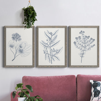 " Indigo Botany Study IV " 2 - Pieces Painting Print