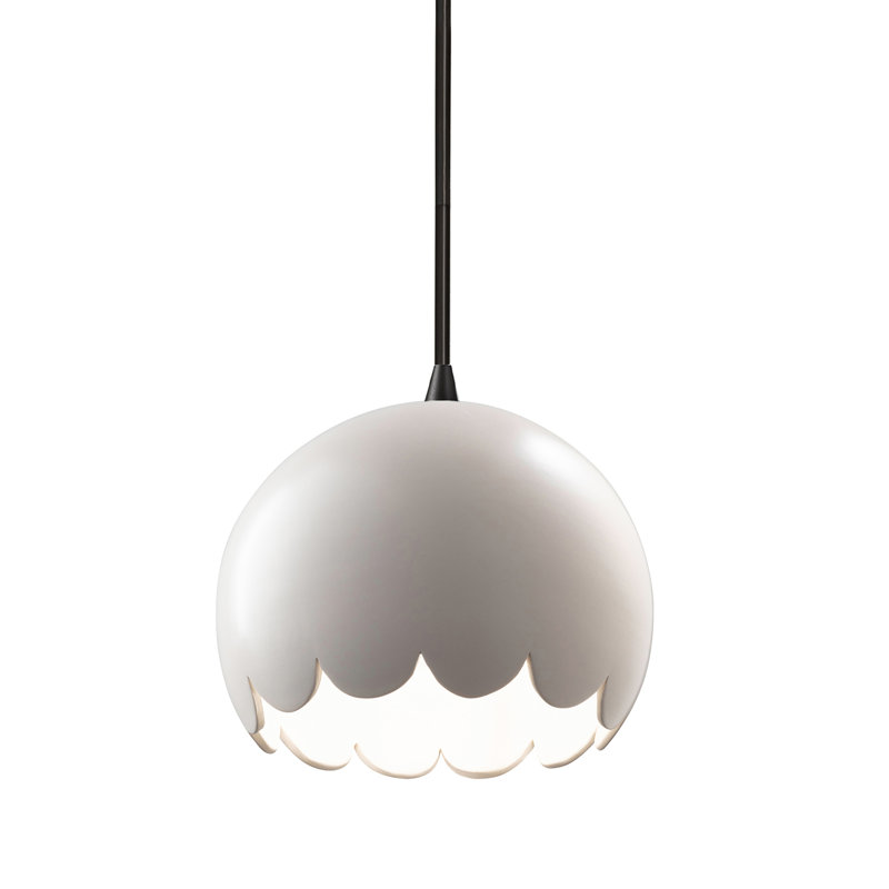 Cerra 1 - Light Single Dome Pendant, Matte White, Brushed Nickel