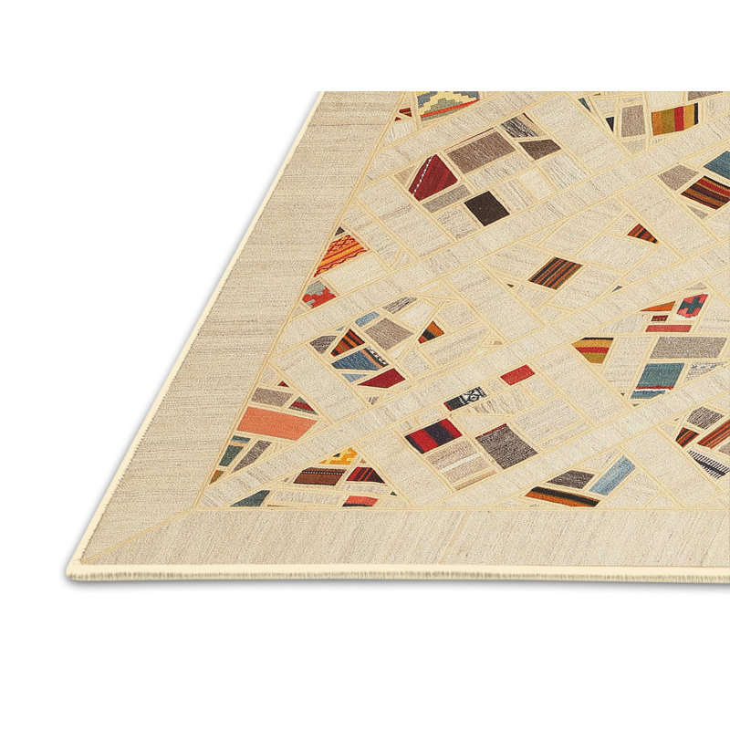 Tapis abstrait brun clair / brun, Rectangle 7 pi x 9 pi