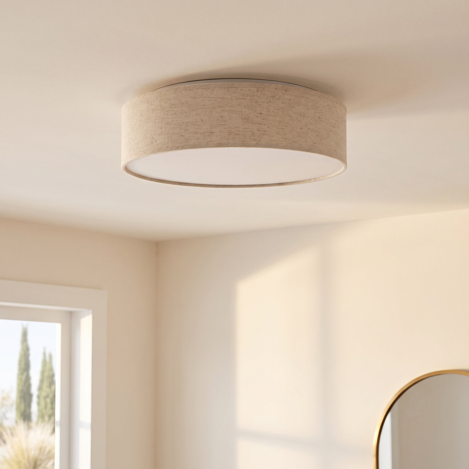 Armande Single Light Linen LED Flush Mount, Beige