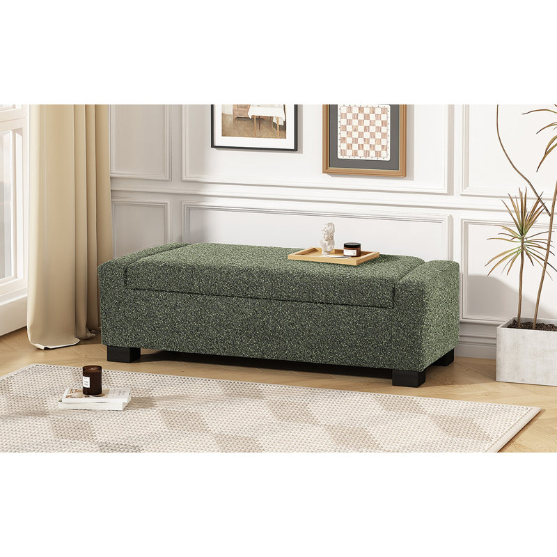 Repose-pieds avec rangement Jamih, Polyester vert noirâtre