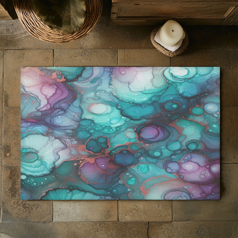 Tapis tressé à encre violet-bleu sarcelle, Rectangulaire 3 pi x 5 pi