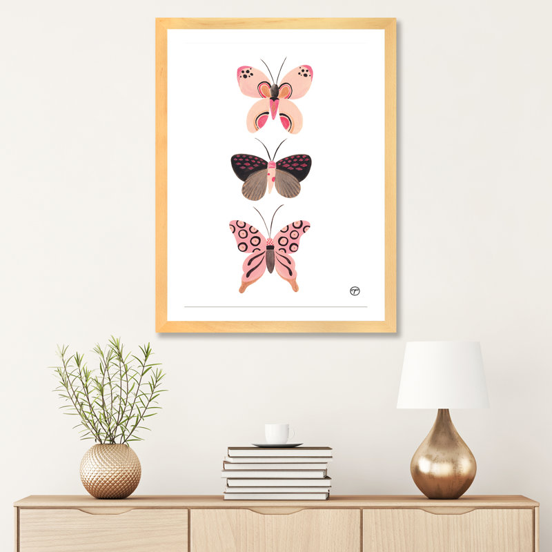 «Butterfly Trio», art encadré, H 32 po x l 24 po x P 1 po, Papier encadré naturel