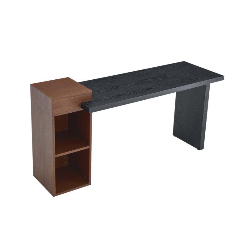 Table d'appoint moderne à deux tons pour canapé - console d'entrée polyvalente en grain de bois et panneau de fibres à densité moyenne avec tablettes de rangement ouvertes à 2 niveaux pour le salon, le couloir et la chambre à coucher