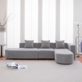 Modern L shape Boucle Sofa with curved seat