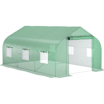 Walk-in Greenhouse 11.5'x10'x7', Galvanized Construction, Optimize Plant Conditions With Mesh Door And Windows Steel, Plants From Wind Damage