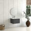 Meuble-lavabo gris avec dimensions de 24 pouces, conception flottante, lavabo en céramique blanche, poignée en angle 45 po, tiroir à fermeture en douceur, structure imperméable, rangement spacieux pour les articles de toilette, style américain, idéal-26970489