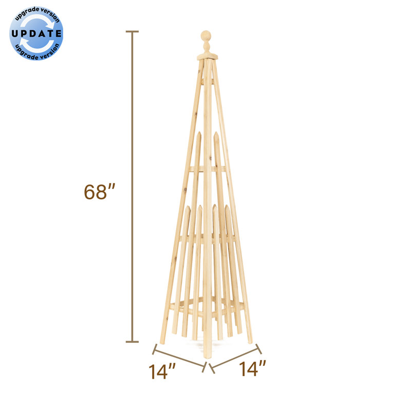 172.7cm H Wood Obelisk Trellis, 172.7cm x 35.6cm x 35.6cm, Beige