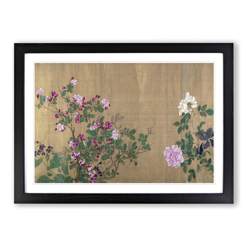 One Hundred Flowers Vol.6 by Yun Shouping - Picture Frame Painting Print, 36cm H x 48cm W x 2cm D, Black Framed