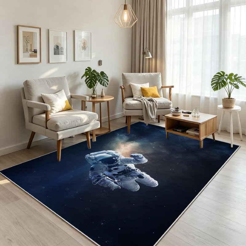 Tapis transparent clair lavable à la machine, planètes beauté et étoiles, Rectangle 79 po x 118 po