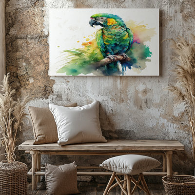 Colorful Parrot Tropical Bird Watercolor Painting For Decor Canvas Wall Art Print For Living Room, Bedroom, Office, Hallway, Entryway, Gallery Wall And Modern Home Decor