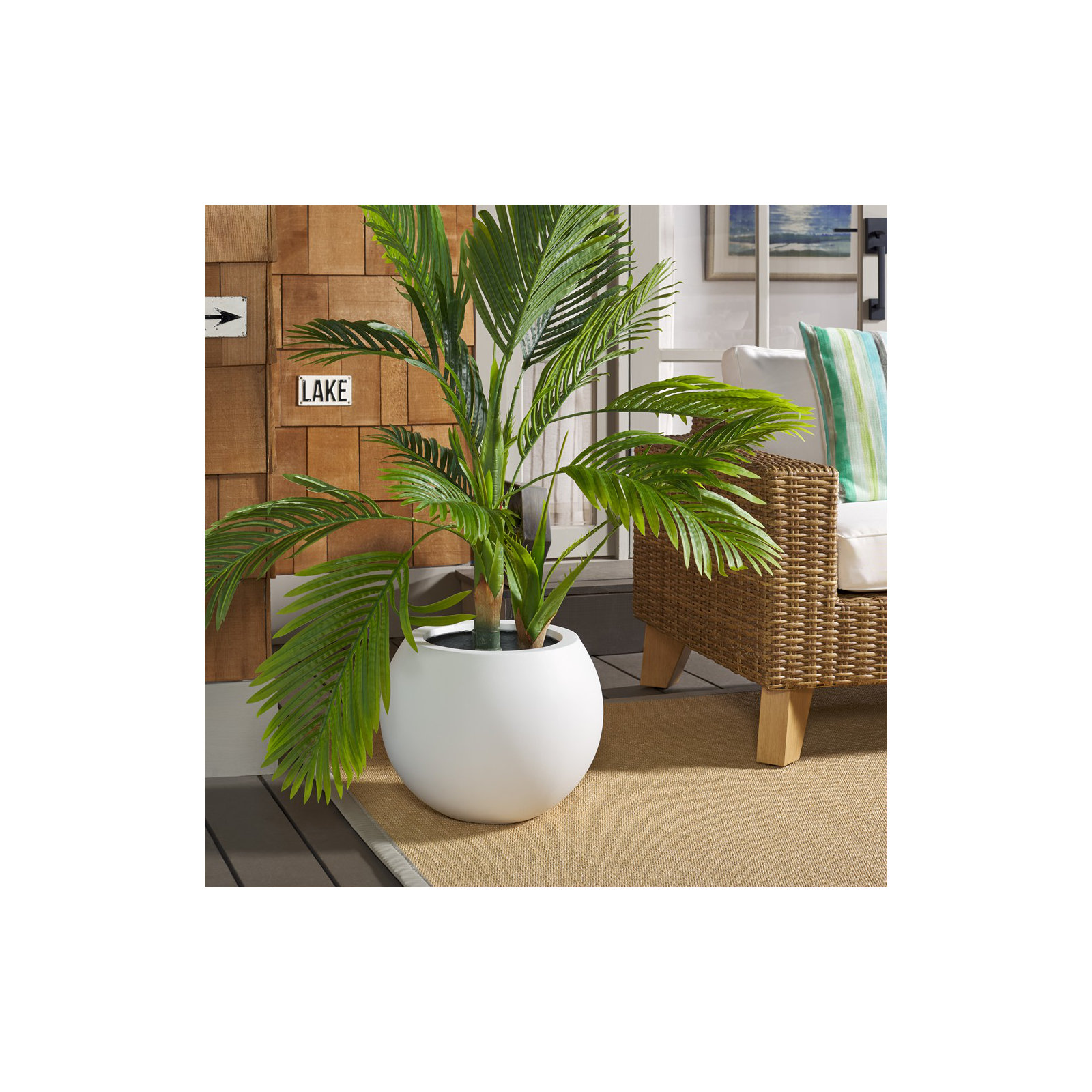Mcgill Concrete Pot Planter, White, 12.7" H x 15.7" W x 15.7" D