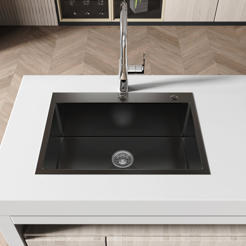 Lavabo de cuisine encastrable 27 po x 19 po - Acier inoxydable avec surface lisse et système de drainage efficace - Lavabo moderne 27 po x 19 po x 10 po