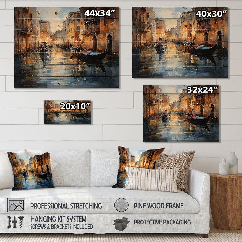 Alyas - Paysages, décoration murale sur bois de pin naturel, H 34 po x l 44 po