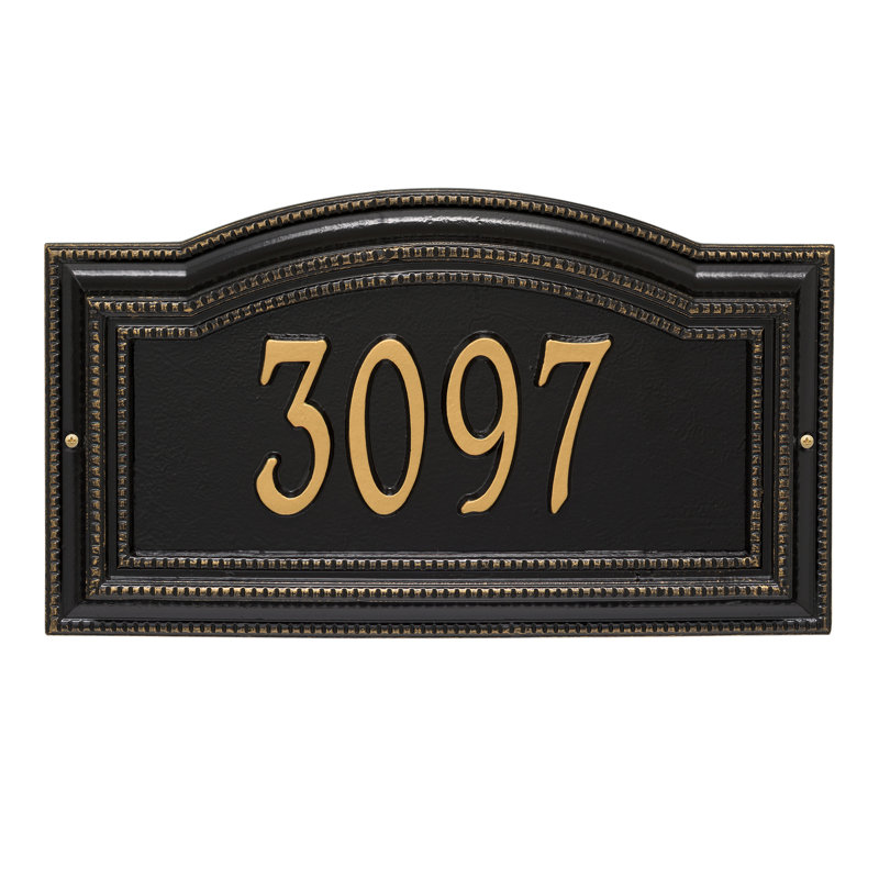 Signature Series 1-Line Wall Address Plaque, Black, Yes, Gold