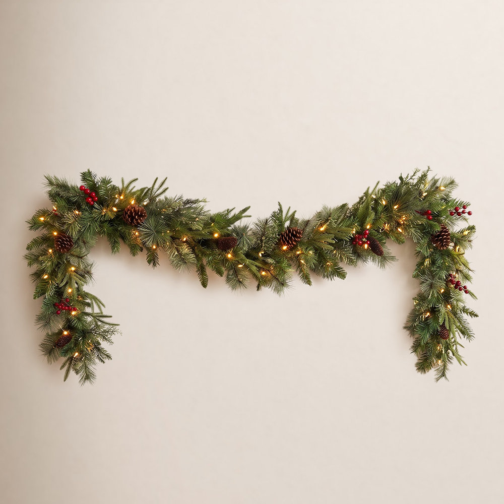 108" Pre-Lit Colonial Christmas Garland