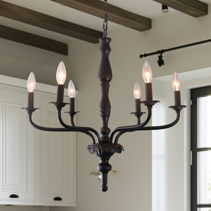 6 - Light Black Candle Chandelier