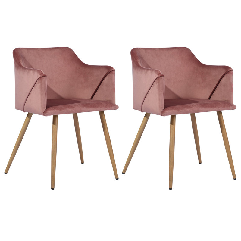 Sofiya 47cm H Velvet Upholstered Armchair, Navy Blue, Oak